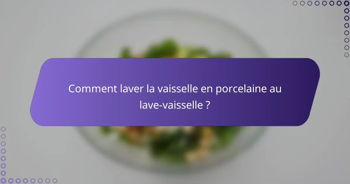 Comment laver la vaisselle en porcelaine au lave-vaisselle ?