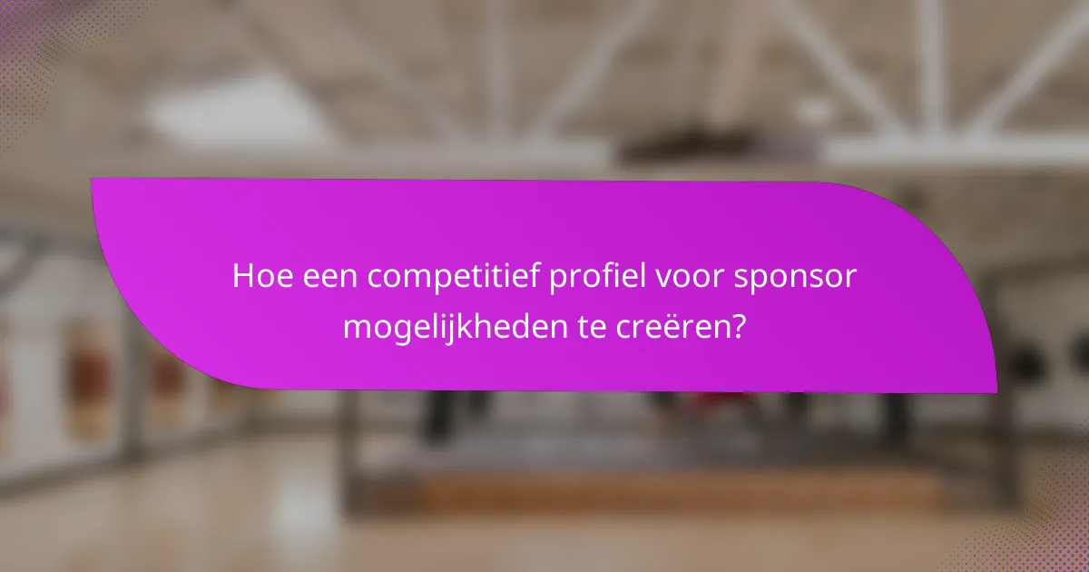 Hoe een competitief profiel voor sponsor mogelijkheden te creëren?