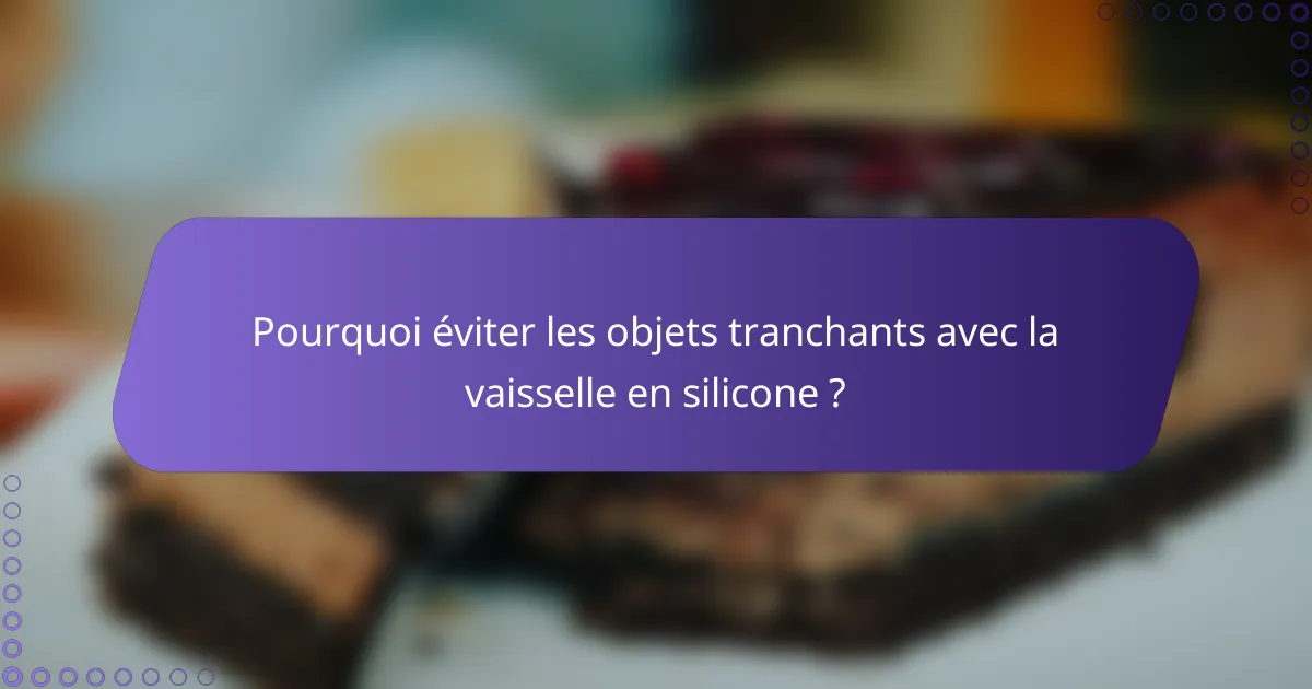 Pourquoi éviter les objets tranchants avec la vaisselle en silicone ?