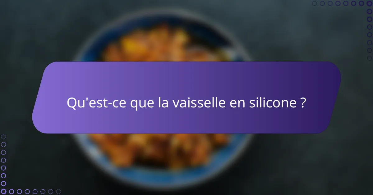 Qu'est-ce que la vaisselle en silicone ?