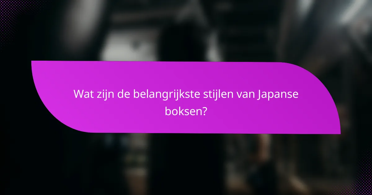 Wat zijn de belangrijkste stijlen van Japanse boksen?