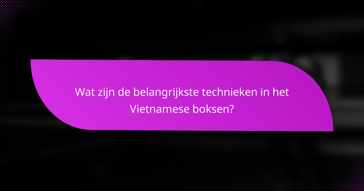 Wat zijn de belangrijkste technieken in het Vietnamese boksen?