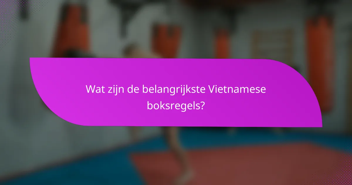 Wat zijn de belangrijkste Vietnamese boksregels?