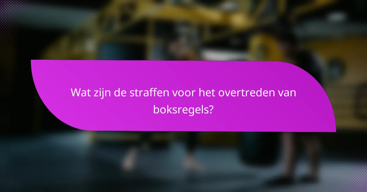 Wat zijn de straffen voor het overtreden van boksregels?