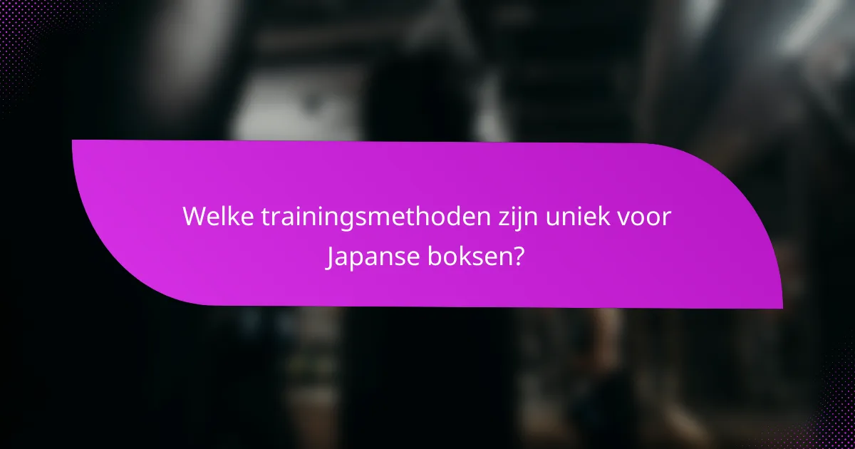 Welke trainingsmethoden zijn uniek voor Japanse boksen?