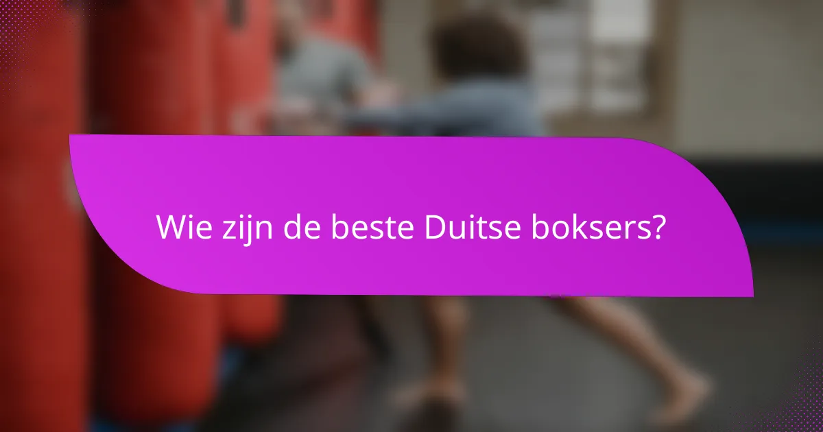 Wie zijn de beste Duitse boksers?
