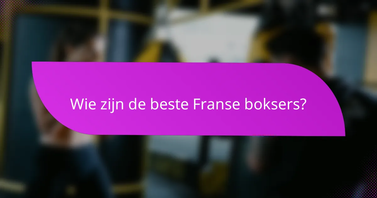 Wie zijn de beste Franse boksers?