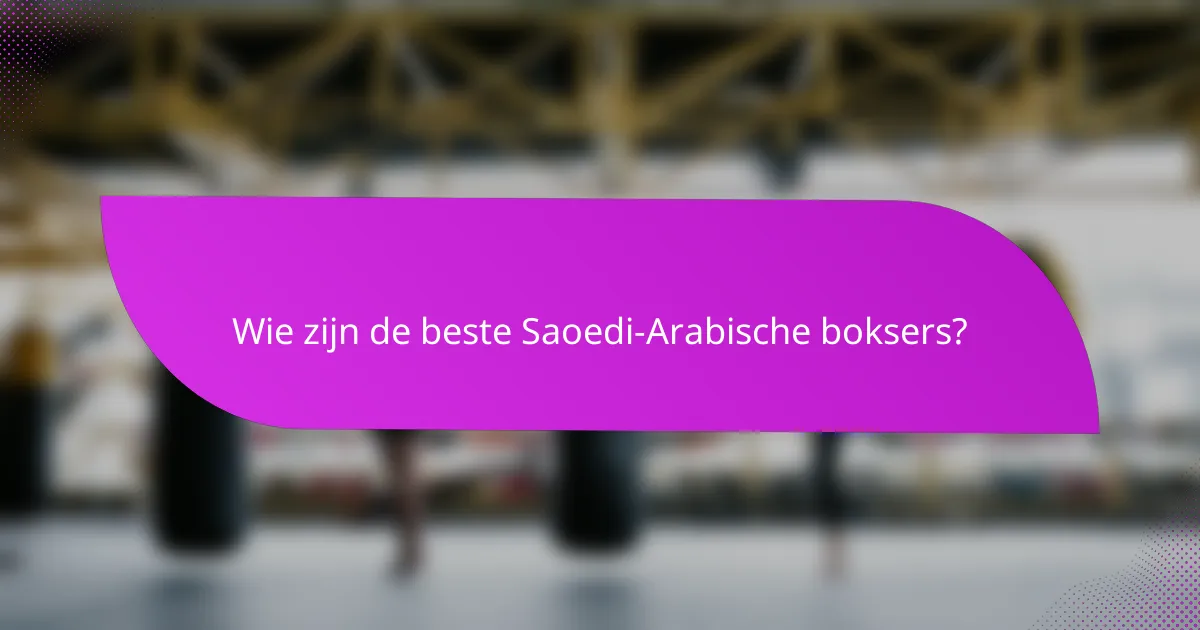 Wie zijn de beste Saoedi-Arabische boksers?